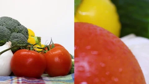 Spinning Vegetables - Split-Screen sequence Stock Footage 119517859