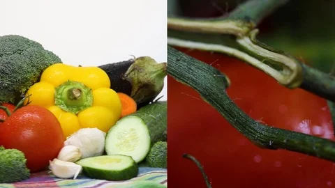 Spinning Vegetables - Split-Screen Sequence Stock Footage 119517865