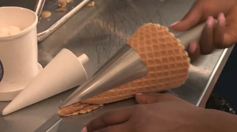Spinning waffle cone Stock Footage