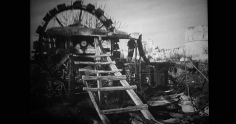 Spinning water wheel Stock Footage 43500299