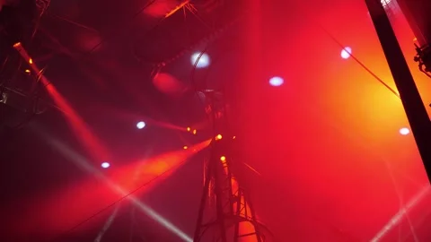 The spinning wheel of death, on which acrobats perform in the circus. Stock Footage 313471403