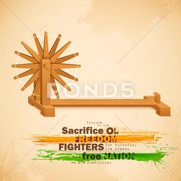 Spinning Wheel on India background Stock Illustration