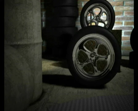  spinning wheels in garage Stock Footage 562530
