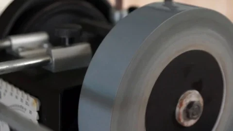 Spinning whetstone comes to a stop Stock Footage 76168359