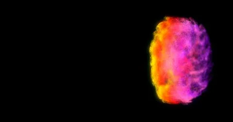 Spinning whirlpool of multi-colored particles in a dark space, space for text Stock Illustration