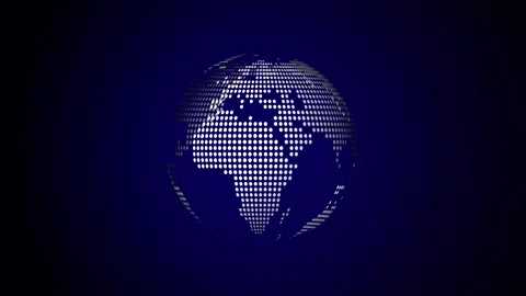 Spinning white dot globe with dark blue background Stock Footage 145924403