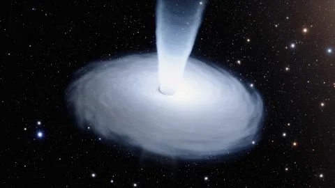 Spinning White Hole Animation in Space with Stars in the Backround 4K Stock Footage 236845216