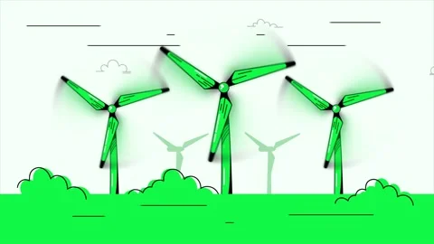 Spinning Wind Turbines Animation. Video stock 236322787