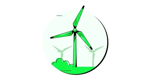 Spinning Wind Turbines Animation. Stock Footage 236322824