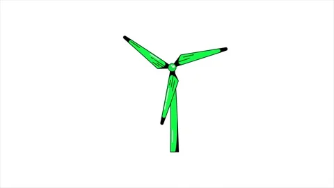 Spinning Wind Turbines Animation. Stock Footage 236322833