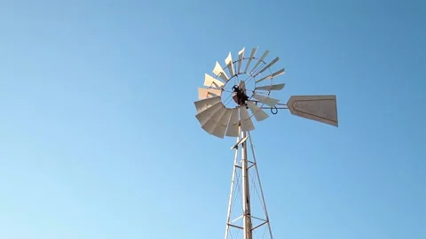 Spinning windmill, water pump. Cyprus Stock Footage 170431375