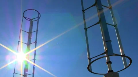 Spinning windspire turbines; 2 Stock Footage 10717764