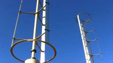 Spinning windspire turbines Stock Footage 10717758
