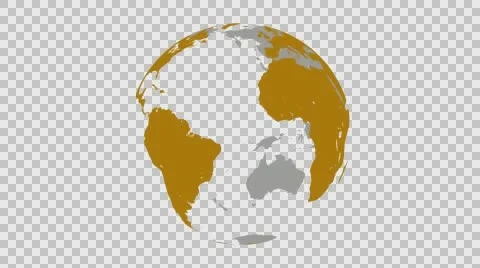 Spinning World Globe Seamless Loop With Alpha Channel Gold Stock Footage 60258181