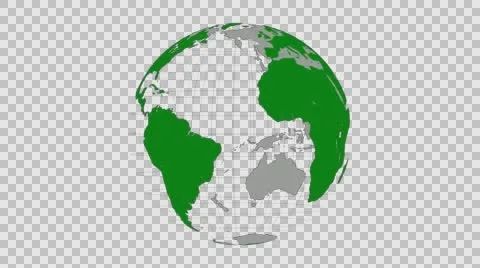 Spinning World Globe Seamless Loop With Alpha Channel Green Stock-Footage 60258243