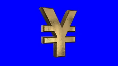 Spinning Yen Sign Screen Stock Footage 87449385