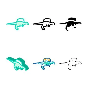 Spinosaurus dinosaur color forms icon vector sign Stock Illustration