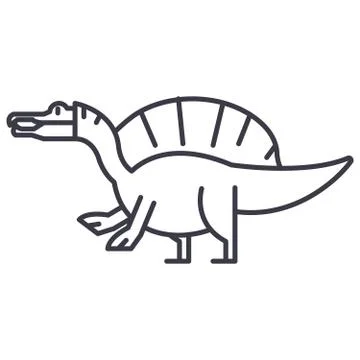 Spinosaurus vector line icon, sign, illustration on background, editable strokes Stock Illustration