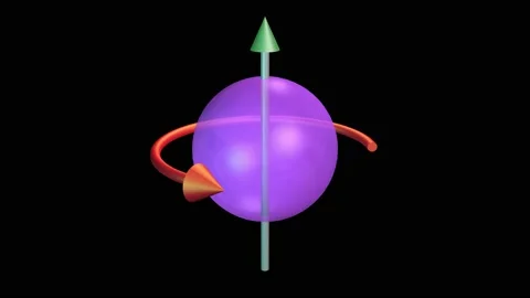 Spintronics  arrow rotating around sphere . 3d animation render Stock Footage 201913262