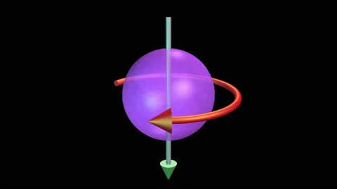 Spintronics  arrow rotating around sphere . 3d animation render Stock Footage 201913266
