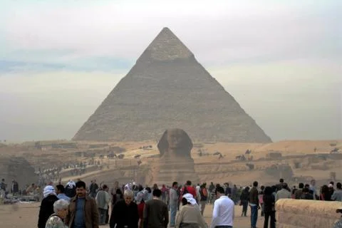 Spinx And The Great Pyramids Stock Photos