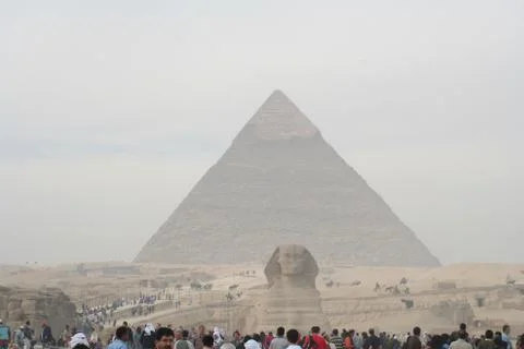 Spinx And The Great Pyramids Stock Photos