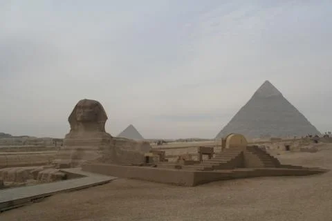 Spinx And The Great Pyramids Stock Photos