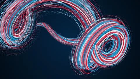 Spiral abstract element from particles, computer generated. 3d rendering vortex Stock Illustration