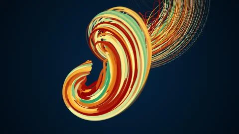 Spiral abstract element from particles, computer generated. 3d rendering vortex Stock Illustration