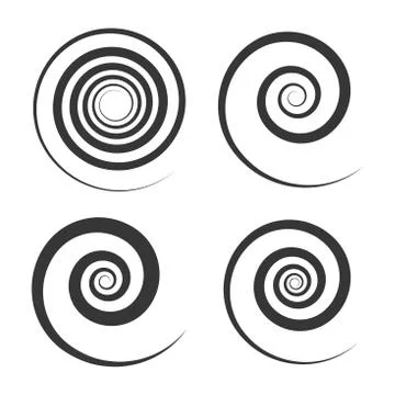 Spiral and Swirl Motion Elements Set on White Background. Vector Stock Illustration