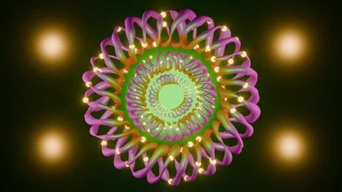 Spiral Animation 4K VJ Loop - Hypnotic Motion Background Gold Pink Green Stock Footage 300794029