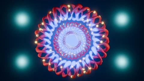 Spiral Animation 4K VJ Loop - Hypnotic Motion Background Red Blue Teal Stock Footage 300794030