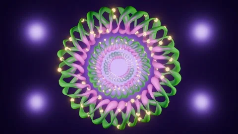 Spiral Animation 4K VJ Loop - Hypnotic Motion Background Pink Green Purple Stock Footage 300794035