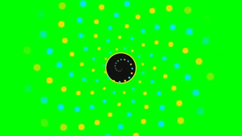 Spiral arrangement of colorful dots on a vibrant neon green background Stock-Footage 340266350