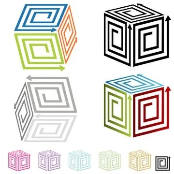 Spiral arrow boxes Stock Illustration