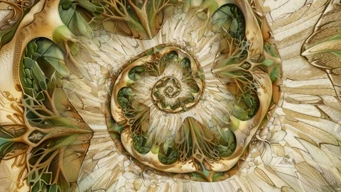 Spiral background of complex fractal pattern with organic textures, seamless Stock Footage 328408113