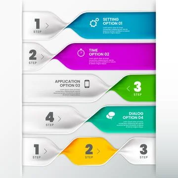 Spiral banners. Step process diagram. Business presentation design. Flowchart Stock Illustration