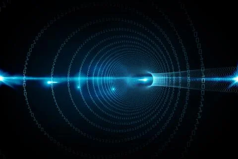 Spiral of binary code on black background Stock Illustration