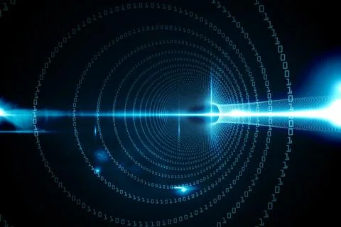 Spiral of binary code on black background Stock Photos