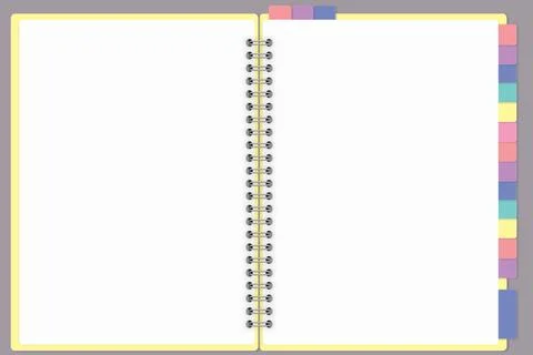 Spiral binder notebook, journal mockup template with white paper. blank not.. Stock Illustration