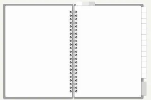 Spiral binder notebook, journal mockup template with white paper. blank not.. Stock Illustration