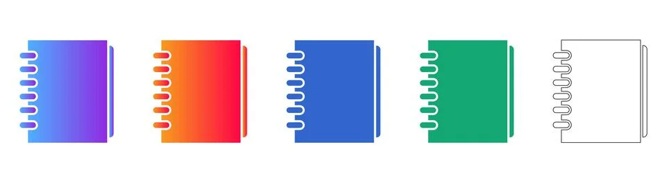 Spiral Binding Notebook Icons Stock Illustration