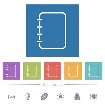 Spiral blank notes outline flat white icons in square backgrounds イラスト素材