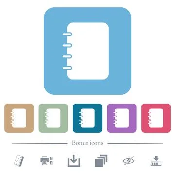 Spiral blank notes solid flat icons on color rounded square backgrounds イラスト素材