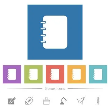 Spiral blank notes solid flat white icons in square backgrounds イラスト素材