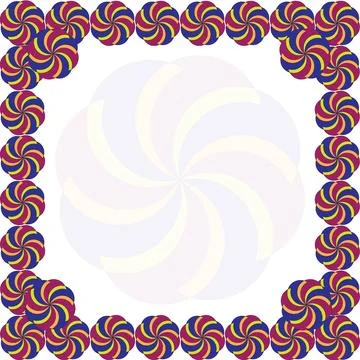 Spiral Border Frame Pinwheel Pattern Candy Circle Frame Decorative Circular Desi Illustrazione stock