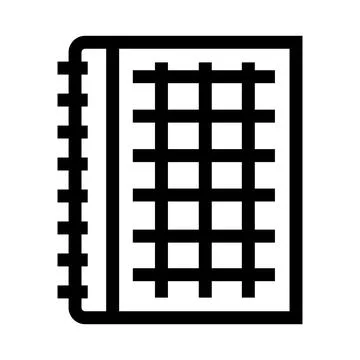 Spiral bound graph notebook paper icon outline Stock Illustration