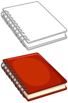Spiral Bound Notebook Vector Illustration in Red and Outline Styles Illustration