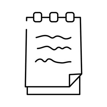 Spiral bound notepad with written notes icon Stock Illustration