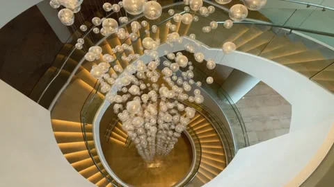 Spiral case leading down with lights in the middle Video stock 202546961